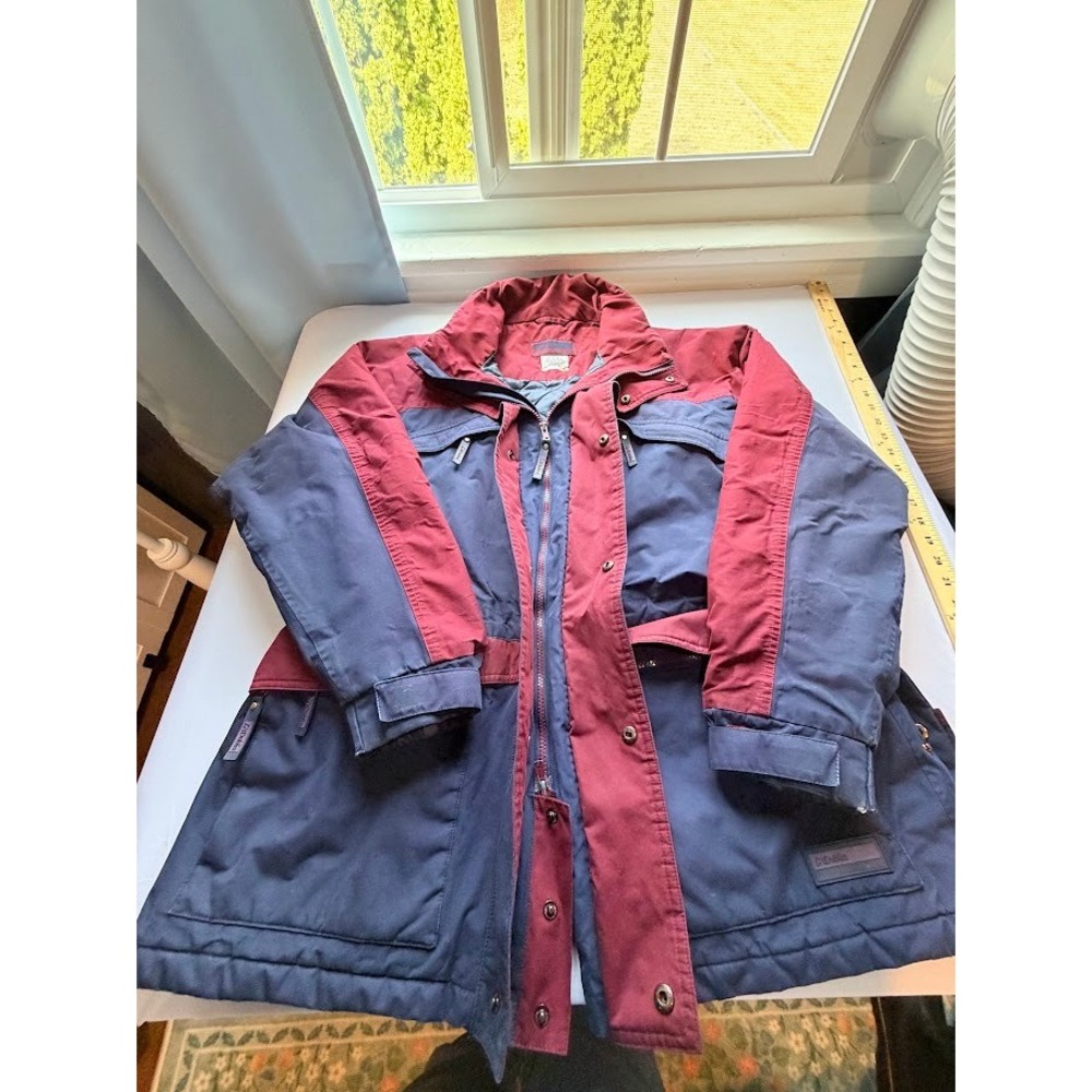 Dublin Equestrian Parka Jacket Navy Burgundy Colorblock Riding Coat Womens Large